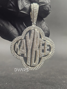 Pendentif personnalisé avec initiale, grand format, style rappeur, plaqué or, serti de pierres, pour homme, avec nom/lettre/logo personnalisé - Product Image 1