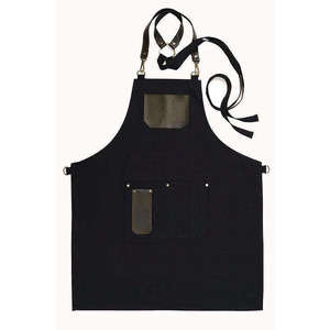 Tablier de barbier en toile, combinaison de travail réglable à bretelles croisées avec sangles en cuir et poches, réutilisable, unisexe, pour salon de coiffure et cuisine - Product Image 2