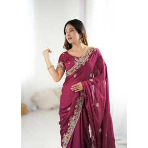 Saree มุสลิมแบบดั้งเดิมที่สง่างามด้วยการปักเลื่อมงานปัก - Product Image 3