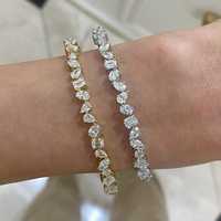Bracelet manchette personnalisé en diamants de laboratoire multi-formes, 4,08 carats, serti à griffes, bijou minimaliste moderne de luxe pour usage quotidien