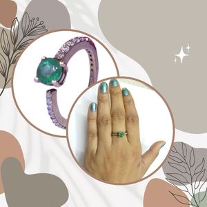 Anillos Unisex de Plata de Ley 925 Chapados en Oro con Esmeralda y Diamante Moissanita - Product Image 2