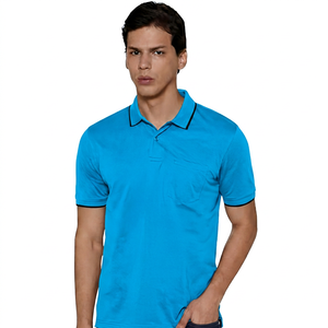 Polo de Manga Corta para Hombre, Color Sólido, con Bolsillo, Casual, de Algodón Transpirable, Corte Regular - Product Image 3