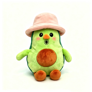 Peluche de aguacate personalizado con gorro de pescador rosa, peluche de aguacate con brazos y piernas, almohada de aguacate suave, aguacate verde de peluche. - Product Image 2