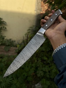 Cuchillo de Cocina de Acero de Damasco con Mango de Madera, Hoja Recta Biselada de 0.6 mm de Grosor, Calidad DIY - Product Image 5