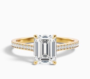 <b>Emerald</b> Cut Moissanite Claw Setting 925 Sterling <b>Silver</b> Gold Plated Engagement Wedding Anniversary Minimalist Dainty Promise - Product Image 3