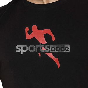Camiseta Deportiva de Manga Corta para Hombre Sportscode, Cuello Redondo, Color Negro, Logotipo Estampado en la Parte Delantera, Corte Regular, 100% Algodón Jersey, Estilo Casual y Deportivo - Product Image 6