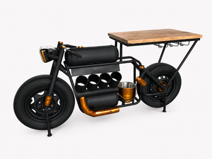 Motorcycle Bar <b>Table</b> Bike <b>Console</b> <b>Table</b> Wood Top Metal Base Wine Bucket Glass Rack for Home Hotel - Product Image 5