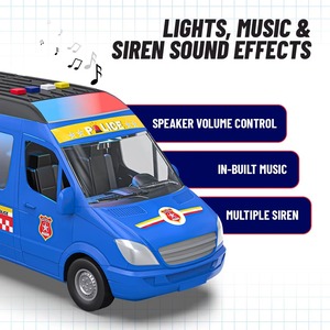 รถตำรวจของเล่นเด็ก มิราณา คิดส์ พร้อมเสียงเพลง ไฟกระพริบ วัสดุพลาสติก ABS เสียงไซเรนหลากหลาย เหมาะสำหรับเด็กอายุ 2-7 ปี ใช้แบตเตอรี่ LR44 สำหรับเด็กทั้งชายและหญิง - Product Image 3
