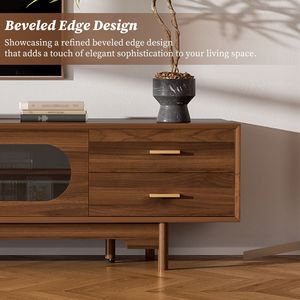 Modern 78-inch <b>TV</b> <b>Stand</b> with Fluted Glass Doors and 2 Drawers for <b>TVs</b> up to 85'' for Living Room Entertainment Cent - Product Image 5