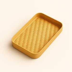 Bandeja Rectangular de Bambú Hecha a Mano, Estilo Boho, Ligera, Apta para Alimentos, con Borde Elevado |   Bandeja de Servicio a la Habitación para Restaurantes/Hoteles | - Product Image 1