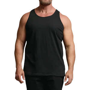 Plus Size <b>Men's</b> Breathable Knitted <b>Tank</b> <b>Top</b> Big & Tall <b>Black</b> Solid Vest <b>Top</b> Wholesale Customizable - Product Image 1