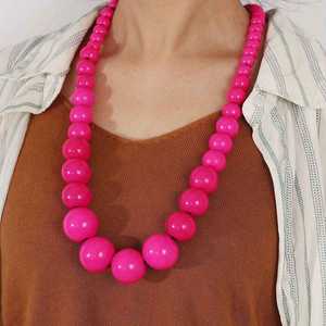 Collier en résine turquoise colorée, style bohème unisexe, bijoux de fête, forme de boule ronde, accessoire de mode, cadeau - Product Image 5