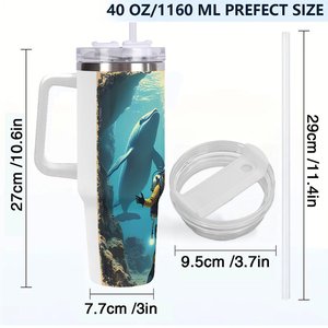 Custom <b>Personalized</b> 40oz Stainless Steel Tumbler With Underwater Diver Design For Outdoor Use - Product Image 4