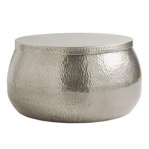 Tables à café martelées en aluminium, tambour en or ou Nickel, pour décoration intérieure, meubles de salon/hall d'entrée, S/2 - Product Image 4