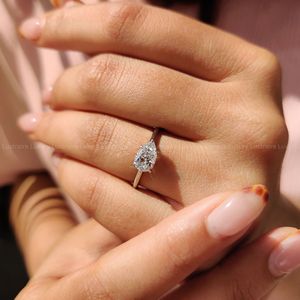 Bague en platine 950 avec diamant taille poire, sertie en position est-ouest, 1,00 à 2,00 carats, couleur E, pureté VS, pour femme, bijoux fins, ensembles de mariage - Product Image 5