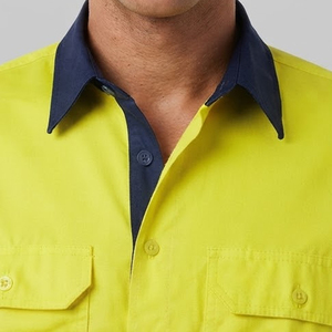 High Visibility Full Sleeve Working <b>Shirt</b> Moisture Wicking Comfortable Fit Men Hi Vis Button <b>Shirts</b> For Factory <b>Worker</b> - Product Image 6