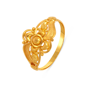 แหวนทองคำลิตเติ้ลเลกาซี 18K ลายใบไม้ดอกไม้สีเหลืองทอง สำหรับผู้หญิง แหวนดีไซน์หรูหราลายดอกไม้ - Product Image 1
