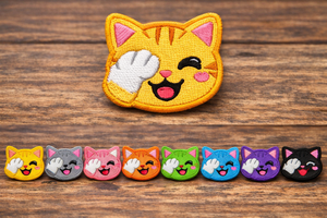 Parche bordado personalizado de gato kawaii, termoadhesivo o para coser, insignia bordada con cara de gato de dibujos animados para ropa, bolsos y sombreros. - Product Image 3