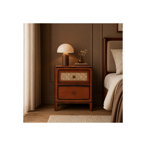 Natural Solid Wood Bedside Table with 2 Drawers Modern Wooden Nightstand Bedroom <b>Side</b> <b>Cabinet</b> OEM ODM Factory Wholesale - Product Image 1