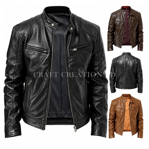 Vente en gros de vestes en cuir véritable 100% pour hommes et femmes, vestes de motard en cuir de vachette, commande export annulée, surplus d'usine du Bangladesh, vente en gros - Product Image 1