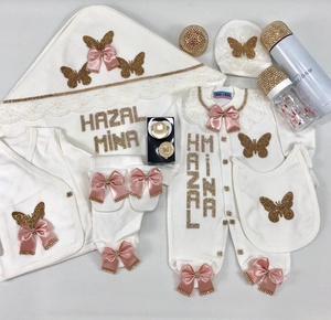 All'ingrosso manica lunga personalizzata 100% bolle <span class=keywords><strong>di</strong></span> cotone moderno <span class=keywords><strong>di</strong></span> lusso <span class=keywords><strong>di</strong></span> alta qualità nome scritto primavera bambine pagliaccetto Set bambino - Product Image 2