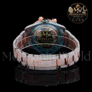 Montre de luxe pour femme en acier inoxydable sertie de diamants, cadran analogique rond 42 mm, fermoir déployant, montre de mode élégante - Product Image 2