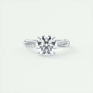 Bague de fiançailles solitaire en or blanc 14 carats avec diamant de laboratoire rond de 2,15 carats, sertie pavé en nœud entrelacé, pour demande en mariage - Product Image 3