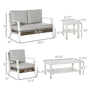 Set da Esterno Tranquillo in Rattan PE Beige a 5 Pezzi con Divanetto, Tavolino da Caffè e Tavolini Laterali per Patio e Giardino - Product Image 3