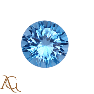 Topacio Azul Suizo Natural, Tallado Redondo con Láser, Tallado en Intaglio, Gema Suelta, Fabricante, Venta al por Mayor, Fabricación de Joyería - Product Image 2