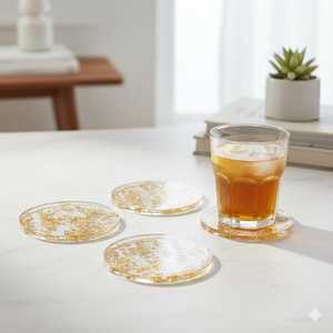 Luxury Handmade Resin <b>Coasters</b>-Non-Toxic Eco-Friendly Customizable Size/Shape/Color for Coffee/Tea Cups <b>Table</b> Decor - Product Image 4