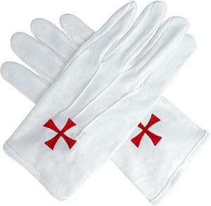 Guantes Masónicos Cruz de Caballeros para Hombre, Guantes Masónicos de Algodón Blanco con Cruz Templaria Bordada, Accesorio de Regalia Masónica - Product Image 6