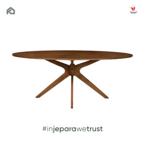 Table à manger ovale sur mesure en bois massif, grande table à piétement en bois pour hôtel, villa, restaurant, café, projet de mobilier - Product Image 2