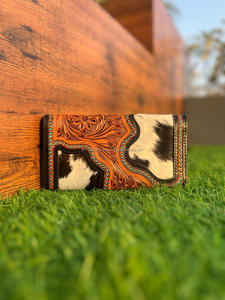 มาใหม่สไตล์ผมบนซ่อนสี Toolled ขนสัตว์หนังคลัทช์ผู้หญิงออกแบบกระเป๋าร้อนขายหนัง Toolled กระเป๋าสตางค์ที่ไม่ซ้ํากัน - Product Image 5