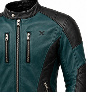 แจ็คเก็ตมอเตอร์ไซค์หนังแท้ X Sports City Signature Moto |   สีดำ สีน้ำตาล สีแดงเบอร์กันดี สีเขียวอมฟ้า |   ผู้ผลิต OEM ODM |   คุณภาพระดับพรีเมียม | - Product Image 2