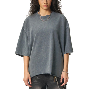 Camisetas Blancas Vintage para Mujer, Lavado Ácido, al por Mayor, Oversize, Estilo Boxy, para Gimnasio, Divertidas, Hip Hop, 100% Algodón, Personalizables con Logotipo - Product Image 1