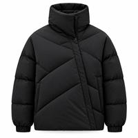 Blouson matelassé pour homme, col montant, bouton unique, coupe-vent, hiver, décontracté, coupe ample, longueur courte, rembourrage en polyester, épais