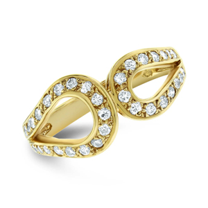 Yellow <b>Gold</b> Diamond <b>Cocktail</b> <b>Ring</b> Round Brilliant Cut Geometric Luxury Unisex Wedding <b>Ring</b> - Product Image 1