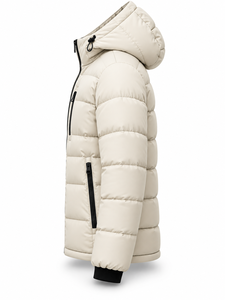 Chaqueta Acolchada con Capucha para Hombre, Color Beige, Cálida, Resistente al Viento, Impermeable, de Secado Rápido, Informal, con Cierre, Relleno de Poliéster, Logotipo Personalizado, Corte Regular - Product Image 3