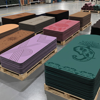 Matras Yoga PU Karet Alam Berukir Laser Khusus, Kepadatan Tinggi, Anti Selip, Tahan Keringat, Matras Yoga Kulit PU Pilates
