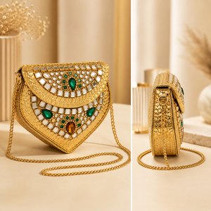 Nuevo bolso de mano tipo clutch con diseño Mini Kundan y correa de cadena, bolso artesanal étnico para bodas y fiestas. - Product Image 2