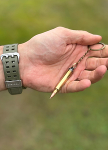 พวงกุญแจทรงกระสุนทองเหลืองทำมือ สไตล์วินเทจ ของตกแต่งกระเป๋า พวงกุญแจ EDC แนวเรโทร ของขวัญสำหรับผู้ชาย ของสะสม - Product Image 5