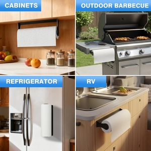 Portarotolo da Parete Nero Adesivo per Cucina e Bagno, Design Salvaspazio per Uso Domestico - Product Image 2