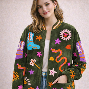 Wholesale Velvet <b>Jacket</b> Women Sujani Hand Embroidery Bohemian Fashion Autumn Winter Coat Cotton Lining - Product Image 3