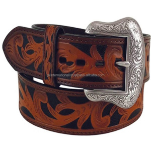 Ceinture en cuir pleine fleur noir et marron de haute qualité, sculptée à la main avec des motifs floraux, pour hommes et femmes, à prix avantageux - Product Image 4