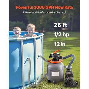 Sistema di Filtrazione a Sabbia per Piscina Krystal Clear a 6 Vie, 1/2 HP, 3000 GPH (12 Pollici) - Product Image 2