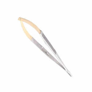 Porte-aiguille manuel en acier TC Castroviejo 9 pouces droit avec inserts en carbure de tungstène, mâchoires dentelées, verrouillage, pour micro-suture chirurgicale - Product Image 1