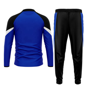 Vêtements de sport personnalisables pour femmes, ensemble de survêtement d'entraînement de football d'automne, veste bleue à coupe ample respirante avec empiècements contrastants et fermeture éclair 1/4 - Product Image 1