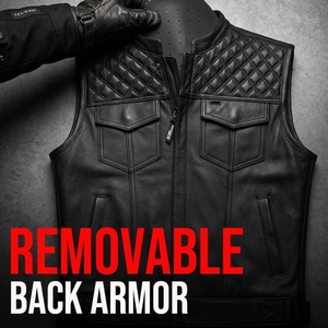Gilet de motard personnalisé en cuir véritable pour homme, gilet matelassé de club moto, gilet zippé en cuir de vachette premium - Product Image 5