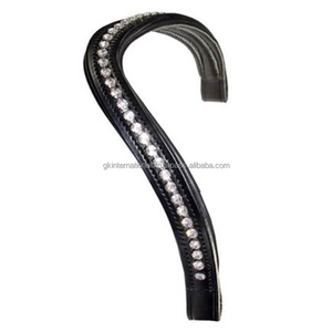 Banda de ceja de caballo acolchada de cuero Premium negro de alta calidad canal vacío incrustaciones Cristales blancos brillantes diamante banda de CEJA ostentosa - Product Image 1