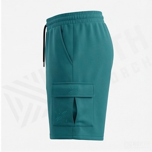 Wholesale Men's Solid High Street Style Cargo Shorts Elastic Waist Polyester/Cotton Fleece Fabric Quick Dry Gym Running Pockets - Product Image 3